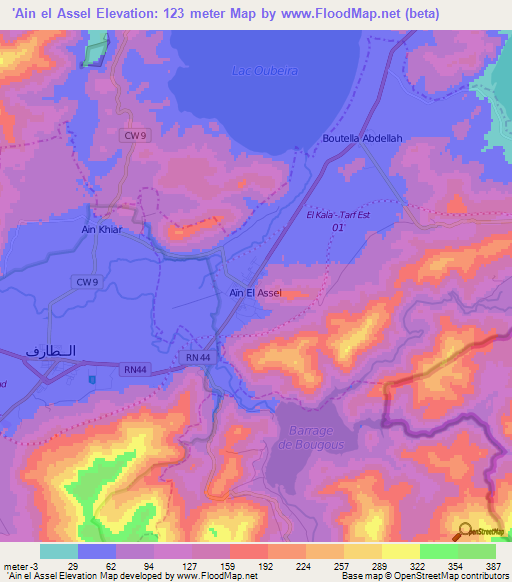 'Ain el Assel,Algeria Elevation Map