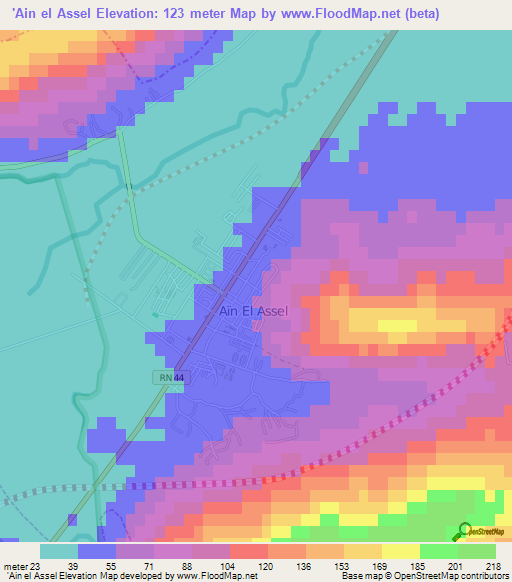'Ain el Assel,Algeria Elevation Map