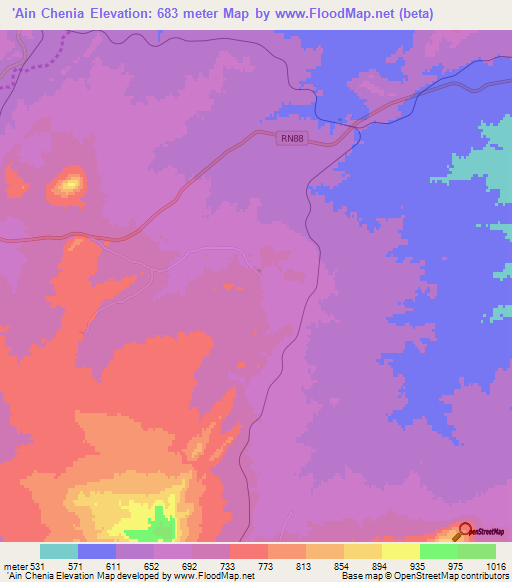 'Ain Chenia,Algeria Elevation Map