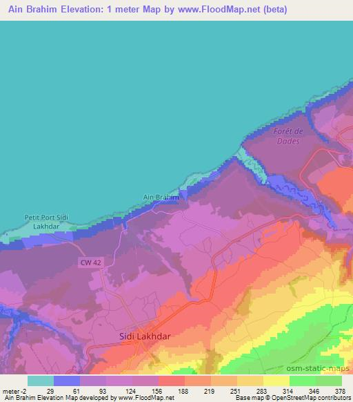 Ain Brahim,Algeria Elevation Map