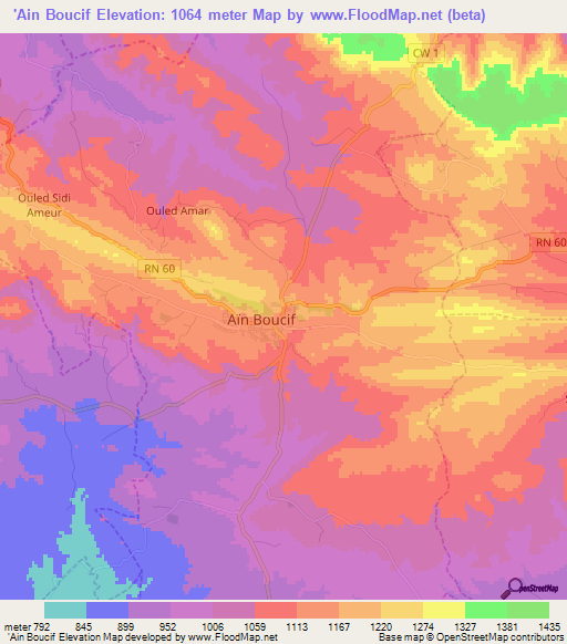 'Ain Boucif,Algeria Elevation Map