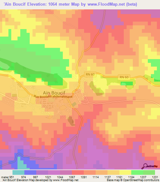 'Ain Boucif,Algeria Elevation Map