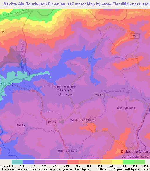 Mechta Ain Bouchdirah,Algeria Elevation Map