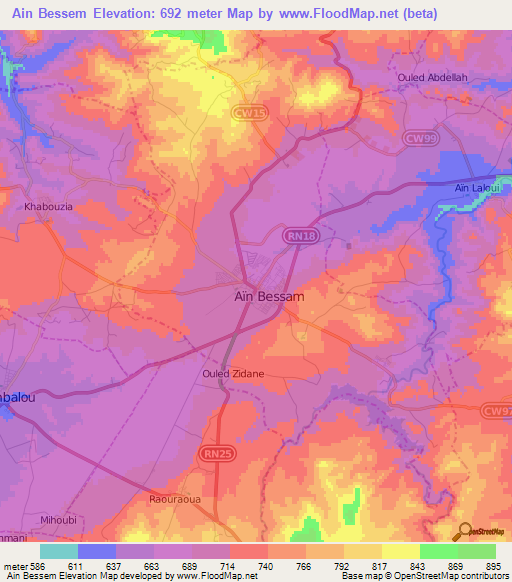 Ain Bessem,Algeria Elevation Map