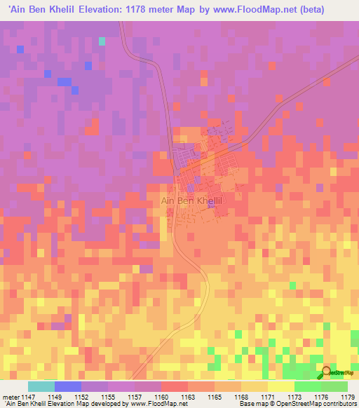 'Ain Ben Khelil,Algeria Elevation Map