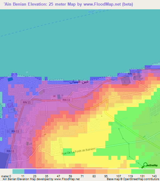 'Ain Benian,Algeria Elevation Map