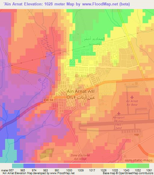 'Ain Arnat,Algeria Elevation Map