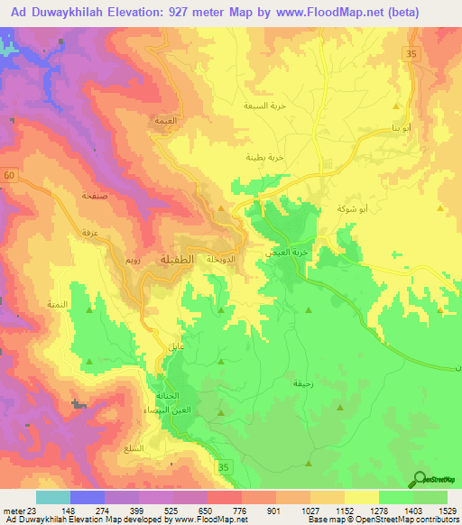 Ad Duwaykhilah,Jordan Elevation Map
