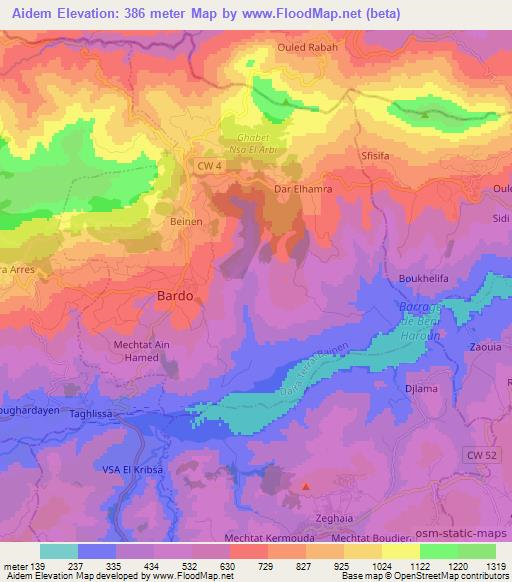 Aidem,Algeria Elevation Map