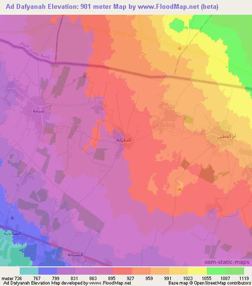 Ad Dafyanah,Jordan Elevation Map