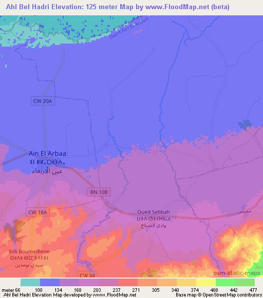 Ahl Bel Hadri,Algeria Elevation Map
