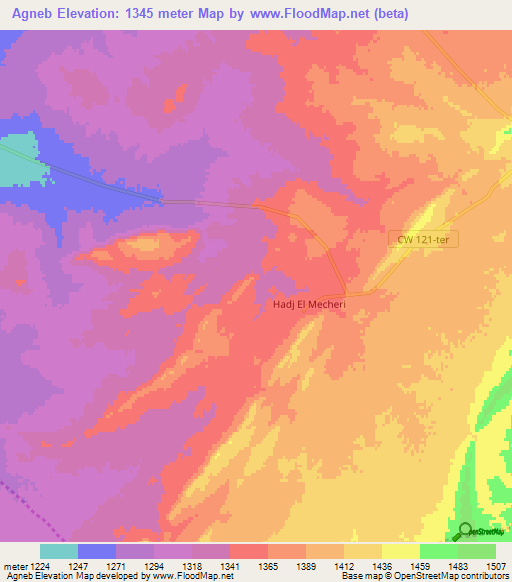 Agneb,Algeria Elevation Map