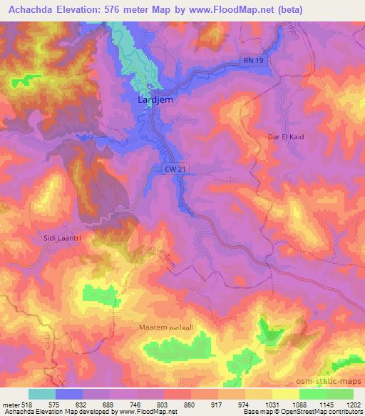 Achachda,Algeria Elevation Map