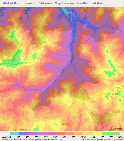 Abd el Krim,Algeria Elevation Map