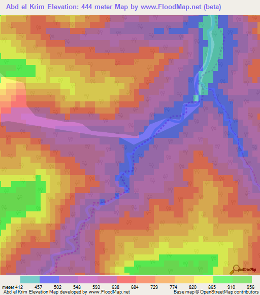 Abd el Krim,Algeria Elevation Map