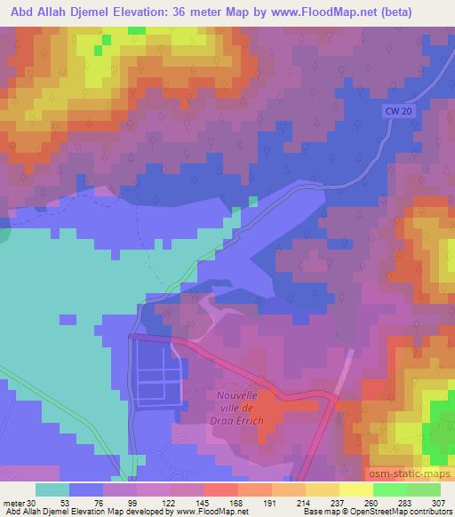 Abd Allah Djemel,Algeria Elevation Map
