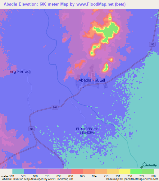 Abadla,Algeria Elevation Map