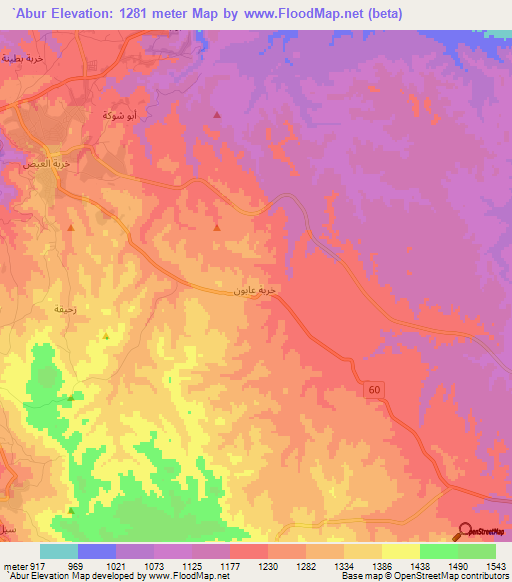 `Abur,Jordan Elevation Map