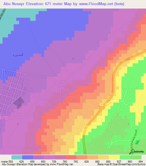 Abu Nusayr,Jordan Elevation Map