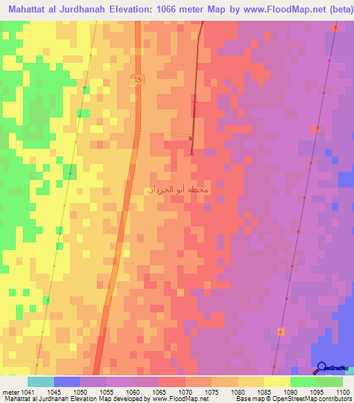 Mahattat al Jurdhanah,Jordan Elevation Map