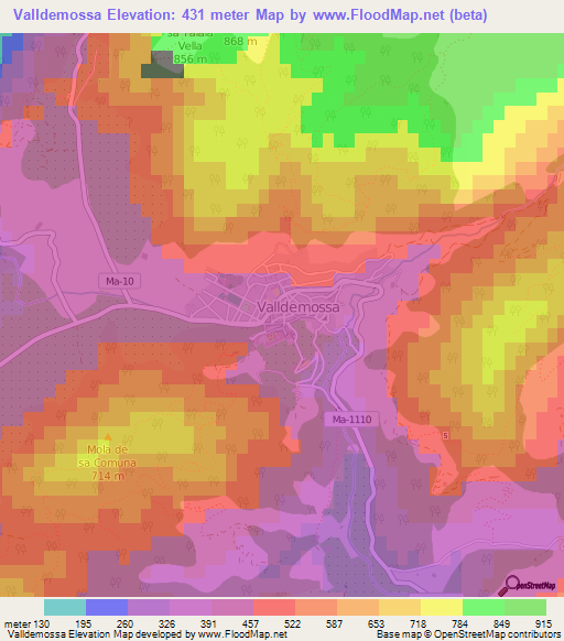 Valldemossa,Spain Elevation Map