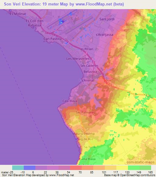 Son Veri,Spain Elevation Map