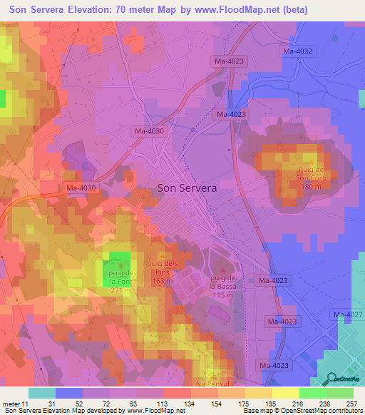 Son Servera,Spain Elevation Map