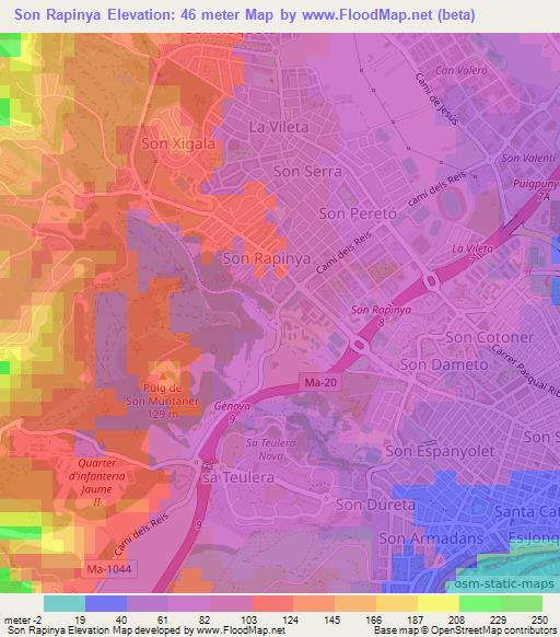 Son Rapinya,Spain Elevation Map