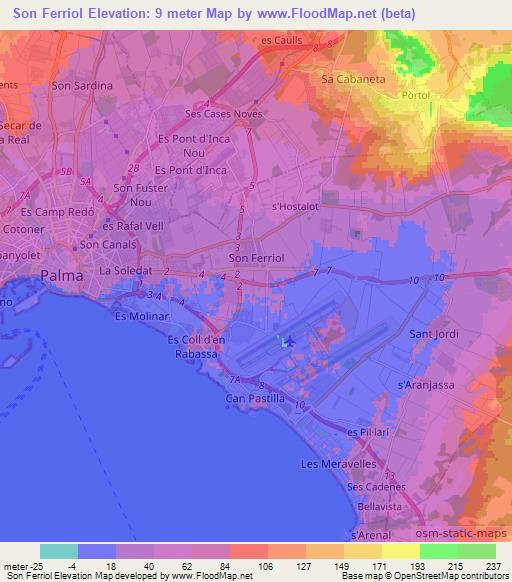 Son Ferriol,Spain Elevation Map