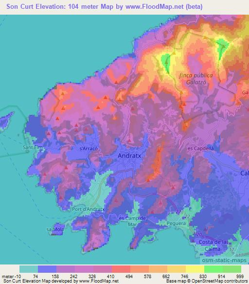 Son Curt,Spain Elevation Map