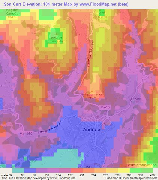 Son Curt,Spain Elevation Map