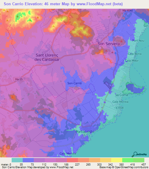 Son Carrio,Spain Elevation Map