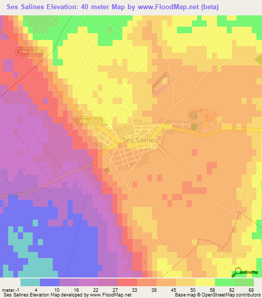 Ses Salines,Spain Elevation Map