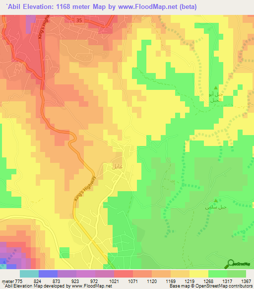 `Abil,Jordan Elevation Map