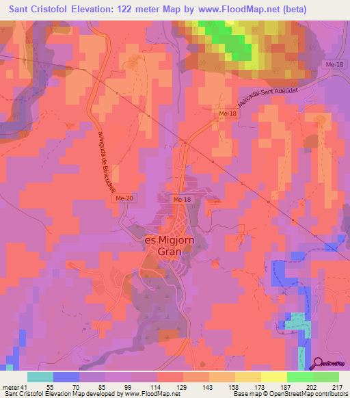 Sant Cristofol,Spain Elevation Map