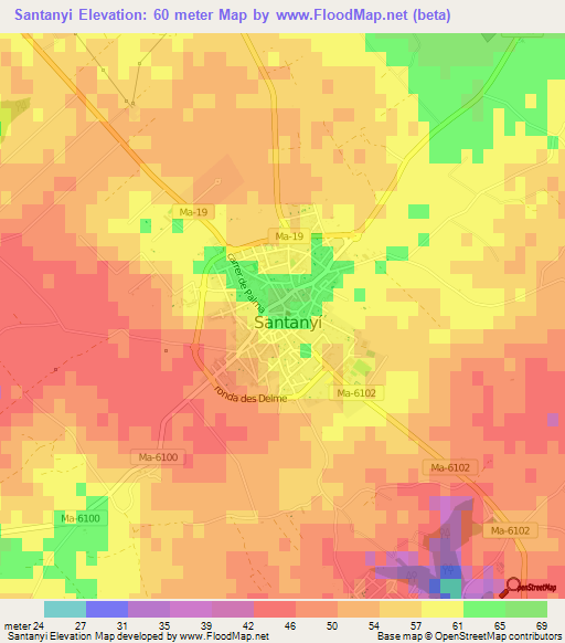 Santanyi,Spain Elevation Map