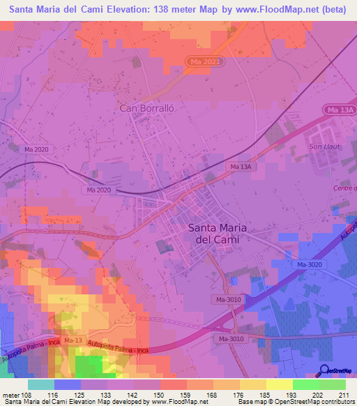Santa Maria del Cami,Spain Elevation Map