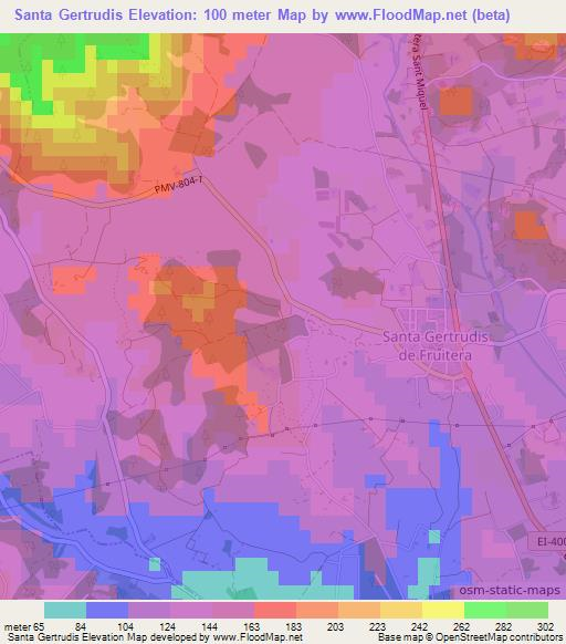 Santa Gertrudis,Spain Elevation Map