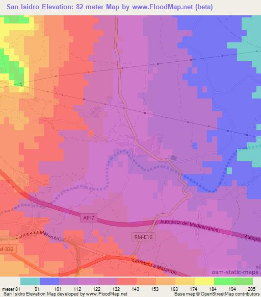 San Isidro,Spain Elevation Map