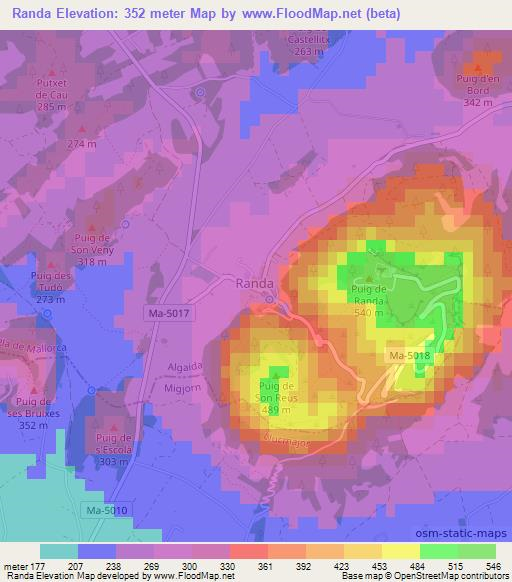 Randa,Spain Elevation Map