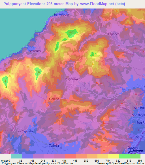 Puigpunyent,Spain Elevation Map