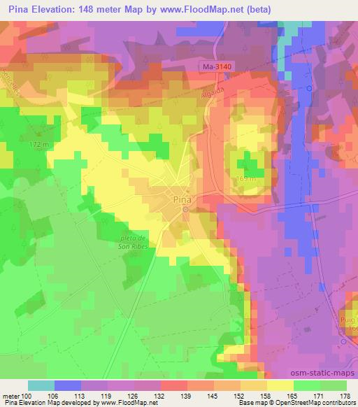 Pina,Spain Elevation Map