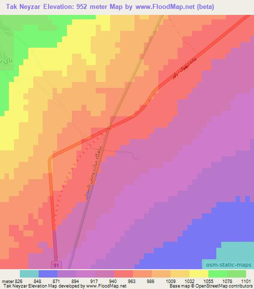 Tak Neyzar,Iran Elevation Map