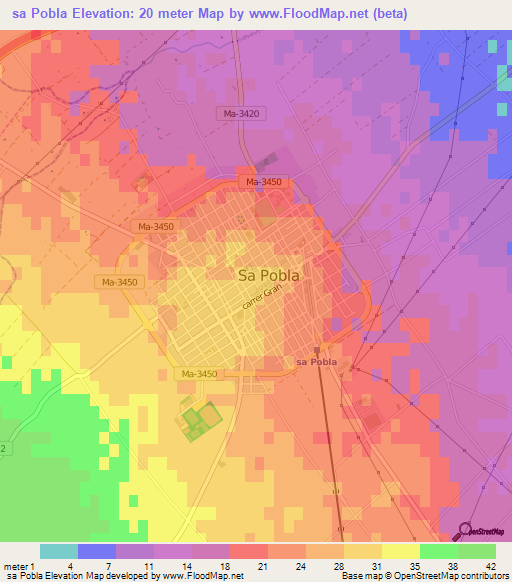 sa Pobla,Spain Elevation Map