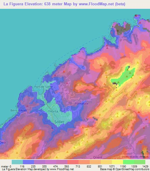 La Figuera,Spain Elevation Map