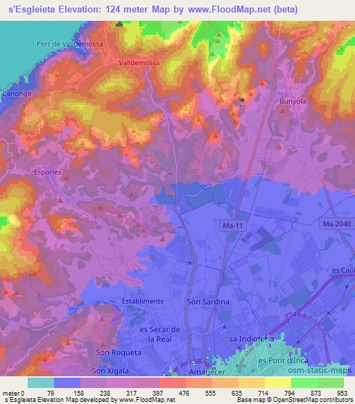 s'Esgleieta,Spain Elevation Map