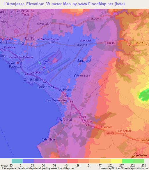 L'Aranjassa,Spain Elevation Map