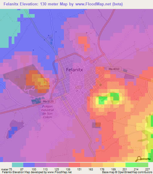 Felanitx,Spain Elevation Map