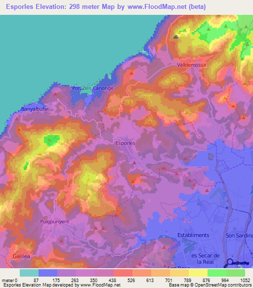 Esporles,Spain Elevation Map