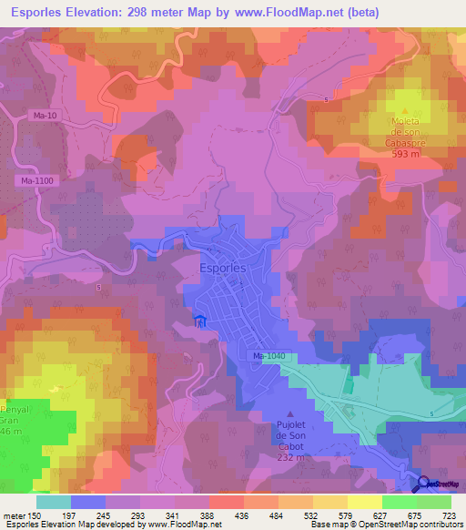Esporles,Spain Elevation Map